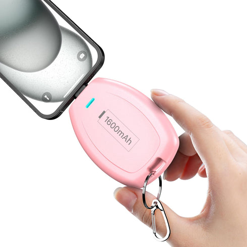 USB C Keychain Portable Charger Power Bank Compatible with iPhone 15/15 Plus/15 Pro/15 Pro Max, 1600mAh Mini Type-C Power Emergency Pod Ultra-Comp...