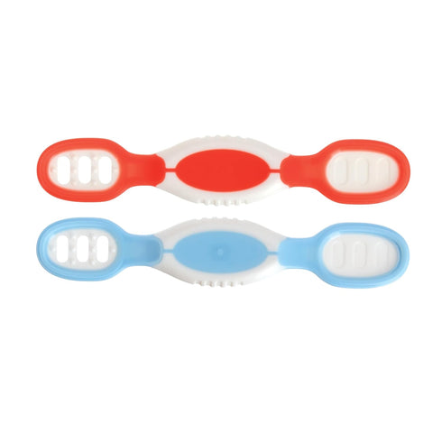 Nuby Dip & Scoop Spoons - (2-Pack) Baby Led Weaning Spoons for Babies - 6+ Months - Red and Blue...
