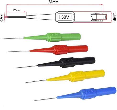 15pcsProbes Pin Insulation Piercing Needle,0.7mm No-Destructive Pin Test Probes Pin Insulation Piercing Needle Multimeter Test Probe for Banana So...