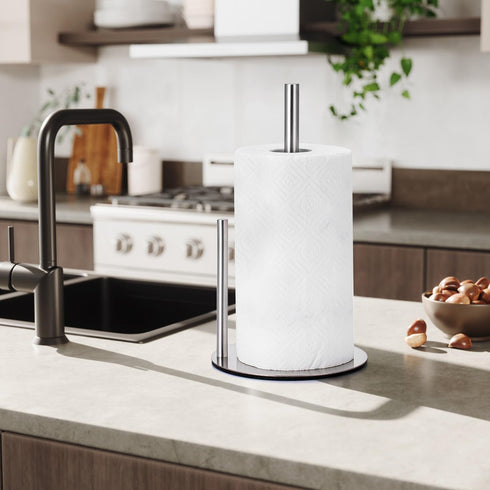 Paper Towel Holder Countertop, Kitchen Paper Towel Holder Stand Stainless Steel Tissue Roll Holder for Kitchen Organize, Standing Paper Roll Dispe...