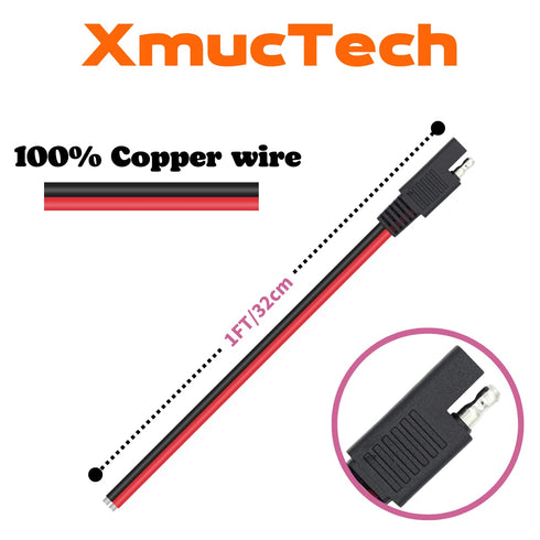 4 PCS 1 Feet 14AWG SAE Connector Quick Disconnect Plug Extension Cable, SAE Extension Cable for Automotive, RV, Motorcycle Cars Tractor, Solar Pan...