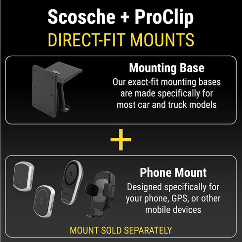 Scosche UH2AMPS Non-Magnetic Universal Cell Phone Holder with AMPS Mounting Plate ProClip Vehicle Specific Mount Bases, Hands-Free Car Mount Compa...