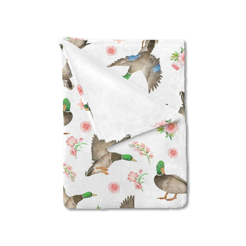 Mallard Duck Boho Floral Baby Blanket for Boys & Girls Duck Hunting Newborn Kids Toddler Baby Nursery Bed Blanket Stroller Crib Soft Warm Receivin...