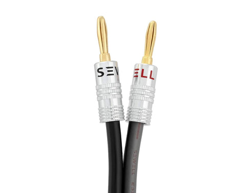 Silverback Speaker Wire by Sewell, 12 AWG, with Silverback Banana Plugs, OFC, 259 Strand Count, 3 ft...