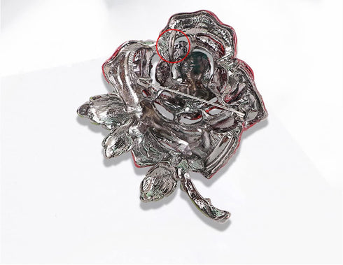 Premium Rose Flower Brooch for Women Red Blue Rhinestone Crystal Rose Brooch Big Flower Lapel Pin Clothing Hat Bag Accessories Wedding Valentine's...