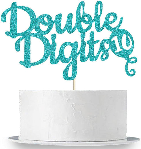 Double Digits Cake Topper, 10th Birthday Cake Topper, Double Digits Tenth Birthday Party Cake Supplies Decorations (Green)...