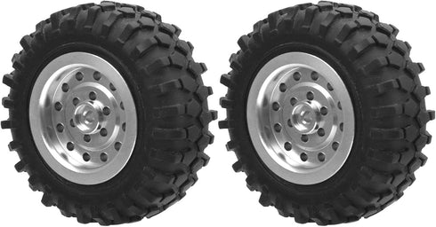 55mm/2.2in 1/10 Scale Rubber Tires & Wheel Rims AntiSkid Fit for D12 Model Parts (Silver S)...