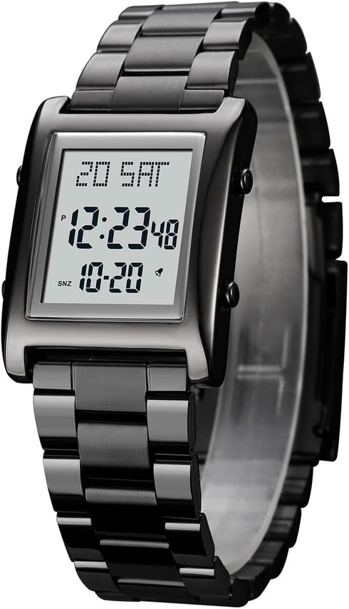 Mens Watches Digital Watch for Men Womens, Stainless Steel Rectangle Watches for Men, Men's Wristwatch Waterproof...