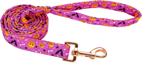 Halloween Dog Leash,Durable Handmade Dog leashes with Soft Handle?Manual Dog Leashes Matching Purple Bat Pumpkin Dog collars for Small Medium Larg...