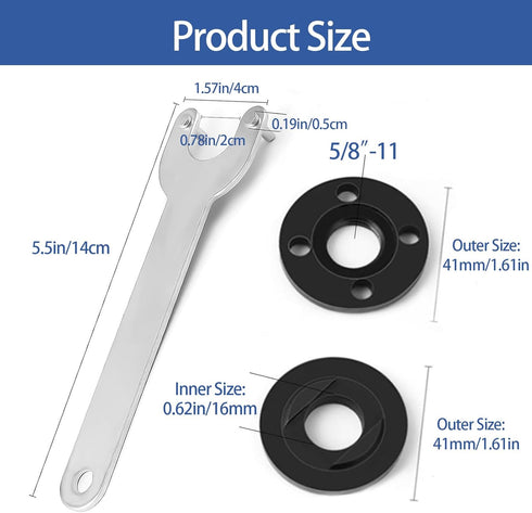 7PCS Angle Grinder Nut Angle Grinder Wrench Kit 5/8-11 Flange Metal Lock Nut with Spanner for Compatible with Dewalt Milwaukee Makita 193465-4 Met...