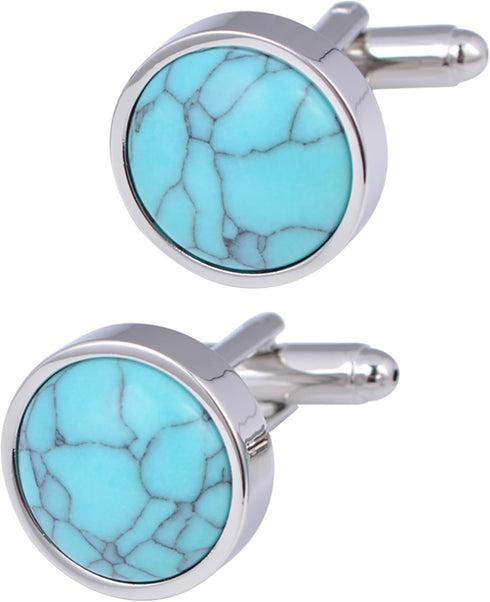 Dome Natural Turquoise Stone Cufflinks Jewelry for Men Stainless Steel Classic Tuxedo Shirt Unique Business Wedding...