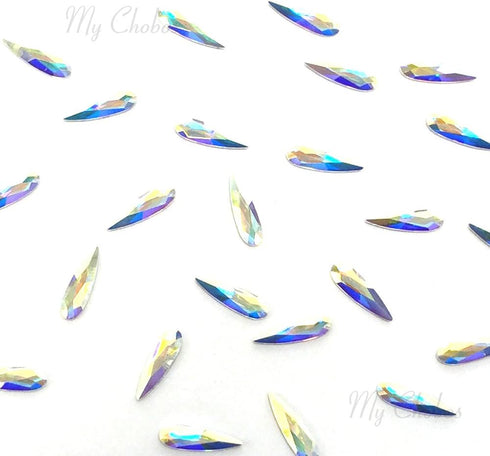 CRYSTAL AB (001 AB) Swarovski 2304 Raindrop-10x2.8mm Flatbacks No-Hotfix Rhinestones 10 pcs...