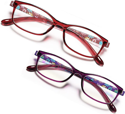 EYEURL Blue Light Blocking Readers for Women - 2 Pair Ladies Computer Reading Glasses +1.25 Stylish Rectangular Frames Blue Ray Eyeglasses...