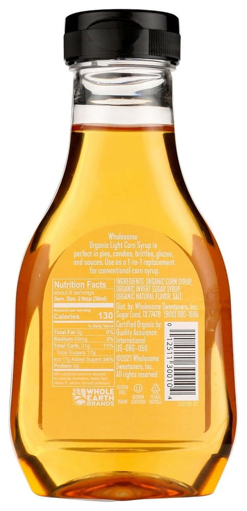 Wholesome Sweeteners 7.7-Ounce Organic Light Corn Syrup, Non GMO, Gluten Free & Vegan, for Baking and Glazing, 1 Pack...