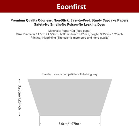 Eoonfirst Standard Size Baking Cups Food-Grade Greaseproof Paper Cupcake Liners 200 Pcs (Natural)...