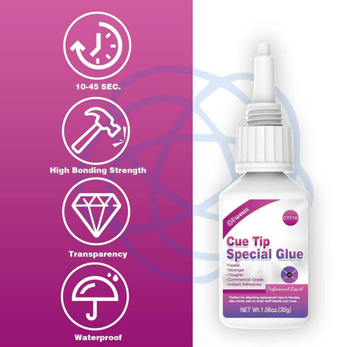 30ml Pool Cue Tip Glue - Quick-Drying Billiard Cue Tip Repair Tool - Strong Bonding Glue for Pool Cue Accessories - No Tip Clamp Needed...