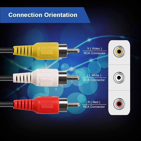 SatelliteSale 3 Male to 3 Male RCA Audio Video AV Composite Cable Universal Wire PVC Black Cord 6 feet...