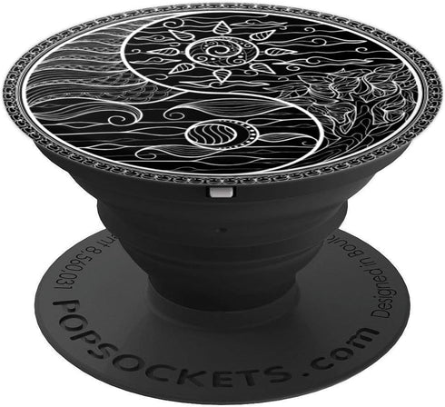 Yin Yang Day Night Chakra Moon Sun Zen Meditation Spiritual PopSockets Adhesive PopGrip...
