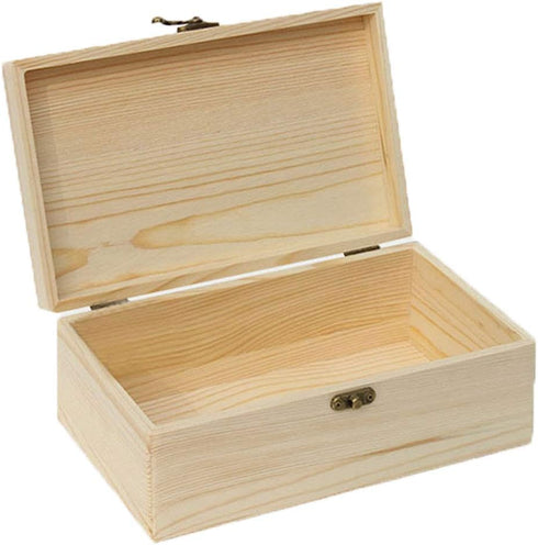 Zhou Pine Wood Storage Box - Natural DIY Accessories Set with Hinged Lid and Front Buckle, Perfect for Art Lovers and Family Collections...