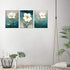 Flower Canvas Wall Art Cream White Floral Wall Decor Turquoise Tealish Grey Background Canvas Picture Modern Rustic Artwork Bathroom Bedroom Livin...