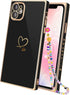 Luxury Square Case Compatible with iPhone 11, Cute Plating Gold Love Heart Pattern iPhone 11 Cover for Women & Girls Soft TPU Full Camera Lens Pro...