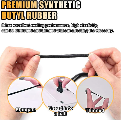 8MM×13Ft Butyl Rubber Sealant Tape, Waterproof Butyl Rope Putty Tape, Headlight RV Sealant Repair Butyl Seal Tape, Sound Deadening Caulk Tape for ...
