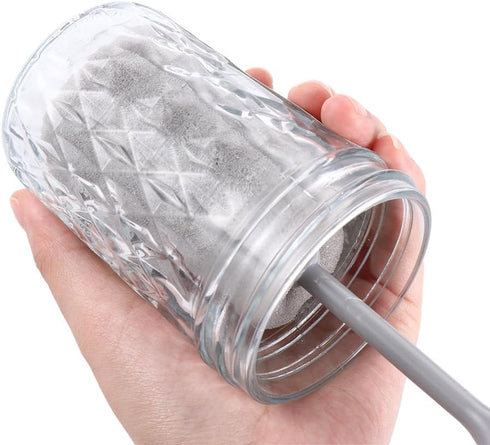 2 Pcs Long Handle and Short Handle Sponge Brush,Cup Cleaner Brush Bottle Cleaner Brush for Glasses Mugs Cups(15inch,10inch)...