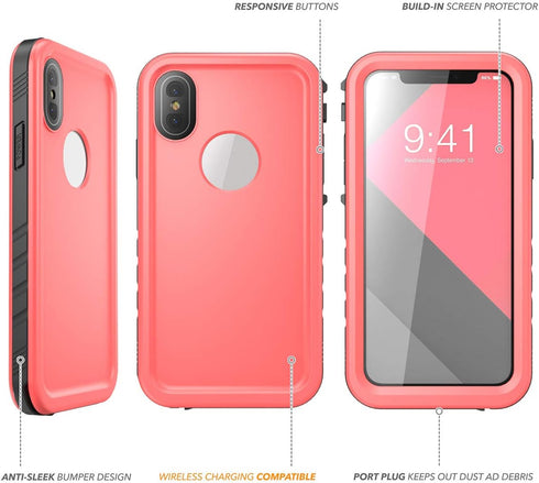 Clayco iPhone Xs Max Waterproof Case, Omni Underwater Shockproof Snowproof Dirtproof Case with Built-in Screen Protector for Apple iPhone Xs Max 6...