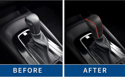 Compatible with DIY Genuine Leather Gear Shift Knob Cover Interior Accessories Protective Cover Decoration for Toyota Corolla 2018 2017 2016 2015 ...