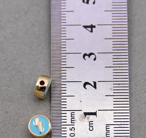 100Pcs Alloy Enamel Lightning Beads 8mm, Flat Round Flash Shape Beads, Colorful Loose Spacer Beads, for Jewelry Making DIY Bracelets Necklaces Cra...