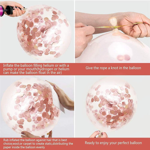 Rose Gold Confetti Latex Balloons, 50pcs 12 Inch Party Balloons for Bridal Shower Wedding Birthday Engagement Decoration...