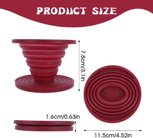 Prasacco Pour Over Coffee Maker Collapsible Pour Over Coffee Dripper Portable Camping Coffee Maker Reusable Silicone Pour Over Coffee Filter for B...