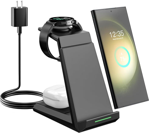 Wireless Charger for Samsung - NANAMI 3 in 1 Charging Station for Multiple Devices, Fast Charger Stand for Galaxy S24 S23 Ultra S22 S21 S20 Z Flip...