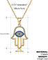 SLOONG Evil Eye Hamsa Hand Necklace 14k Gold Plated Third Eye White Blue Cz Womens Pendant Necklace...