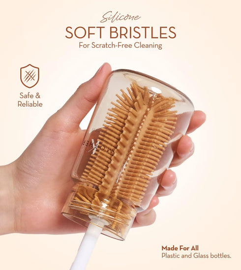 MOTHER-K Rotating Silicone Bottle Brush 2 Kinds of Sets, Silicone Bottle Cleaning Brush Water Bottle Cleaner for Washing Baby Bottles, Sports Bott...