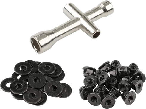 20 Pairs Hex 4mm Flange Nylon Insert Locknuts and M4 Flat Washers with Small Cross Socket Wrench for Traxxas Axial HPI TLR HSP Model 1/10 RC Car V...