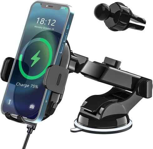 SUPERNIGHT Wireless Car Charger, 15W Qi Fast Charging Auto Clamping Phone Holder Mount on Air Vent & Dashboard for iPhone Samsung Huawei Oneplus, ...