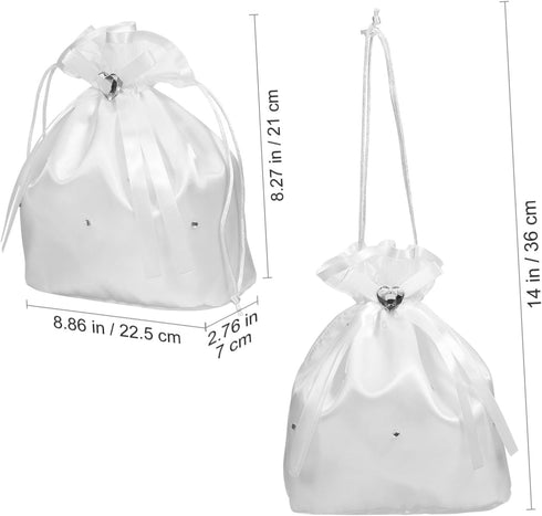 Beaupretty White Bridal Bridesmaid Satin Flower Decorated Dolly Bag Handbag Wedding Bag Pouch Lovely Gift...