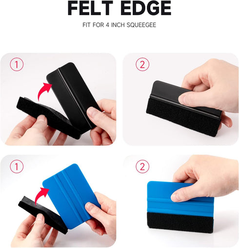 FOSHIO Automotive 196.8inch/5M Length Black Fiber Squeegee Felt Self Adhesive Decal Felt Polyester Felt for Auto Vinyl Wraps Tools Wallpaper Tools...