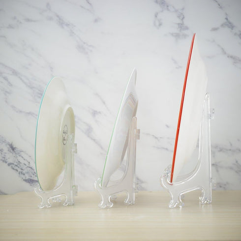 4 Inch/5 Inch/6 Inch Clear Small Plastic Easel Plate Stands Holder to Display Pictures, Plates, or Other Items at Weddings, Home Decoration, Birth...