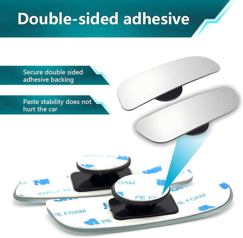 2 PCS Car Rearview Blind Spot Mirror, Adjustable High-definition Rectangular-shaped Mirror, Frameless Wide-angle Convex Mirror, Universal Auxiliar...