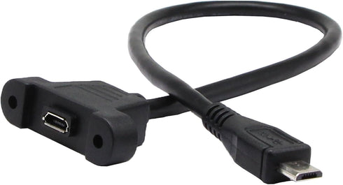 zdyCGTime (30cm) Micro USB Panel Mount Cable, Micro USB Male to Micro Female Ear Screw Install The pane Data Extension Cable, Sync Charging and Da...