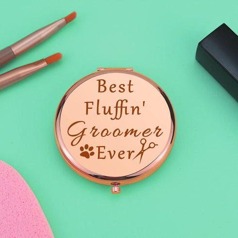 Dog Groomer Thank You Gift Compact Makeup Mirror for Dog Hairdresser Pet Groomer Gift Dog Groomer Gift for Women Folding Makeup Mirror for Dog Sty...