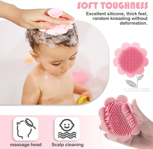 Baby Hair Scalp Massage Shampoo Brush with Soft Baby Bath Brush Silicone Massage Brush for All Hair Kid Newborn Toddler??...