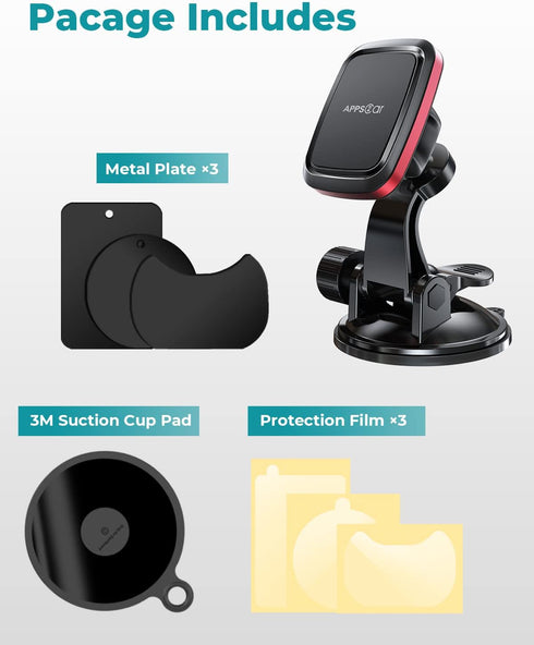 APPS2Car Magnetic Car Phone Mount with Adjustable Arm & 6 Strong Magnets Universal Dashboard Windshield Cell Phone Holder Compatible with iPhone 1...