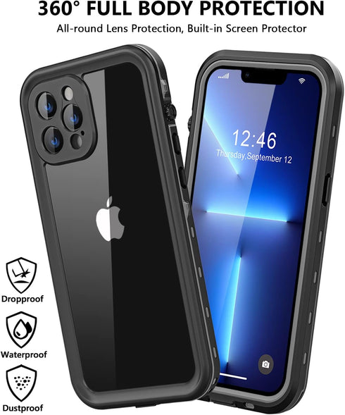 for iPhone 13 Pro Waterproof Case with Built-in Screen Protector, Shockproof Dustproof Full Body Protective IP68 Waterproof Phone Case for iPhone ...
