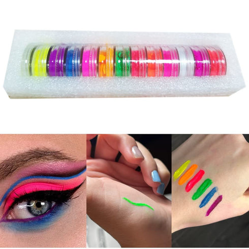 Major Dijit Neon Phosphor Pigment Powder Set Fluorescent Nail Glitter Eye Powder Manicure Decoration Nail Art Dust Pigment Paillettes (C)...