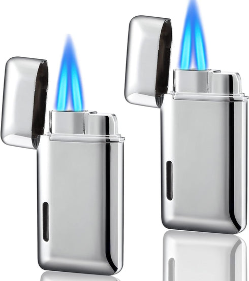 2 Pack Mini Torch Lighter Butane Refillable, Double Flame Butane Lighter with Visible Window, Adjustable Jet Lighter, Great Gifts for Men and Wome...