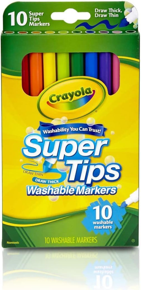 Washable Super Tips Markers, Assorted, 10/Pack...