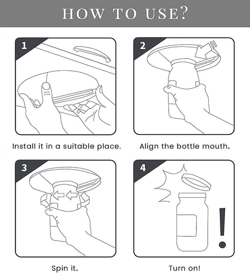 Under Counter Easy Jar Opener for Weak Hands - New Improved Design with Grip Tape to Prevent Slippage - Easily Twist Open Jars and Lids (Black)...